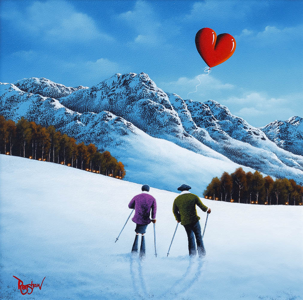 Ski Slope Lovers - Original David Renshaw Original