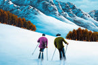 Ski Slope Lovers - Original - SOLD by artist David Renshaw - Wyecliffe Galleries