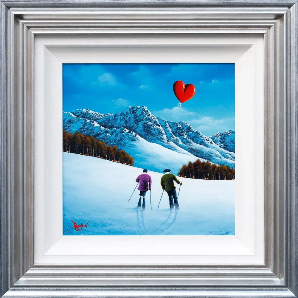 Ski Slope Lovers - Original - SOLD by artist David Renshaw - Wyecliffe Galleries