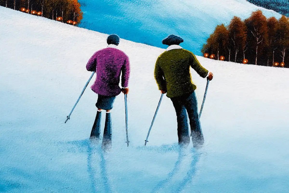 Ski Slope Lovers - Original - SOLD by artist David Renshaw - Wyecliffe Galleries