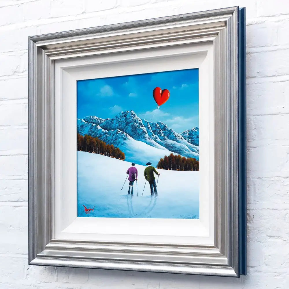 Ski Slope Lovers - Original - SOLD by artist David Renshaw - Wyecliffe Galleries