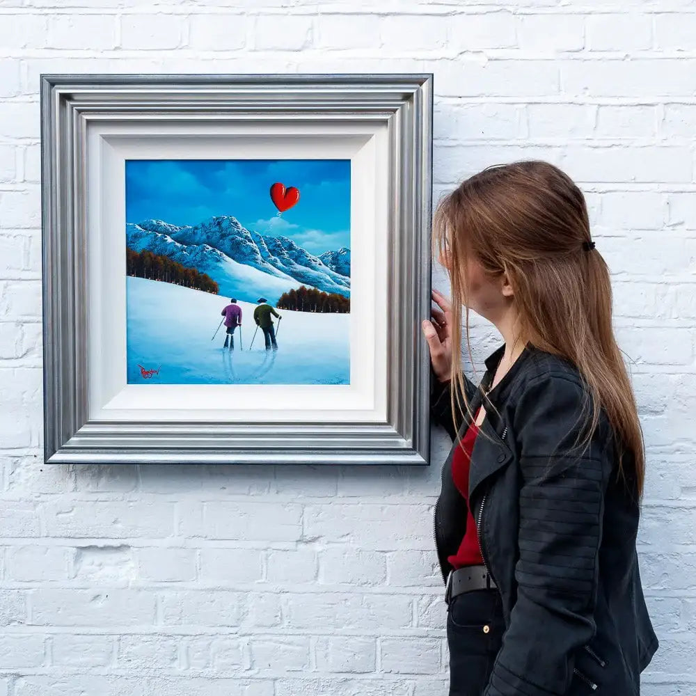 Ski Slope Lovers - Original - SOLD by artist David Renshaw - Wyecliffe Galleries