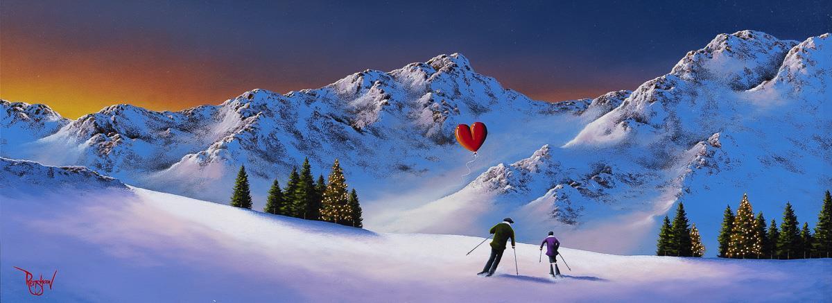 Skiing at Sunset - Original - SOLD