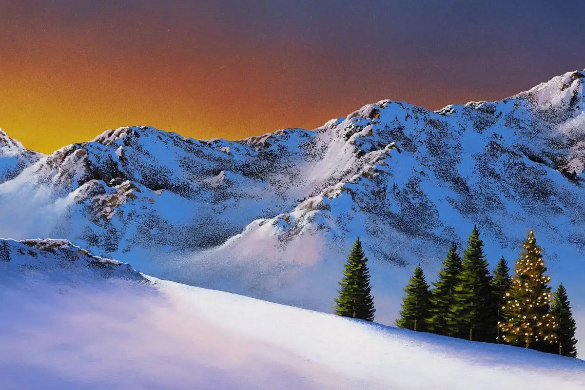 Skiing at Sunset - Original - SOLD by artist David Renshaw - Wyecliffe Galleries
