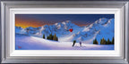 Skiing at Sunset - Original - SOLD by artist David Renshaw - Wyecliffe Galleries