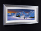 Skiing at Sunset - Original - SOLD by artist David Renshaw - Wyecliffe Galleries