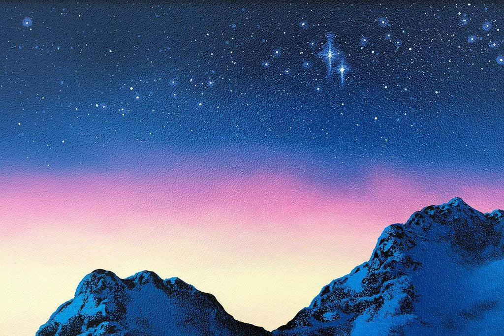 Snowy Hills - Original - SOLD by artist David Renshaw - Wyecliffe Galleries