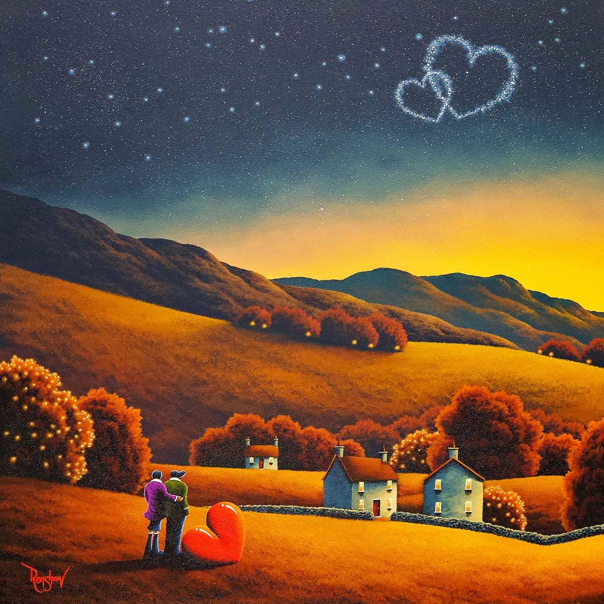 Starstruck Lovers - Original SOLD by artist David Renshaw - Wyecliffe Galleries