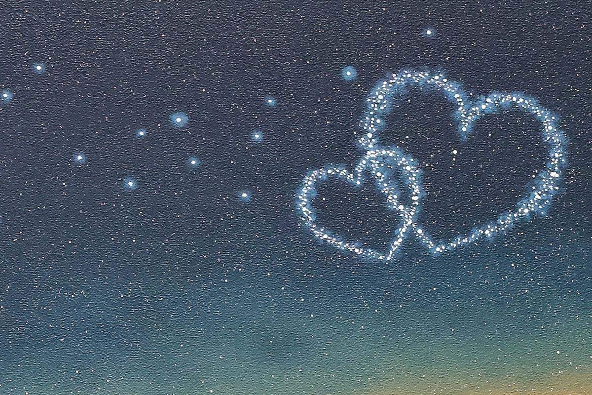 Starstruck Lovers - Original SOLD by artist David Renshaw - Wyecliffe Galleries