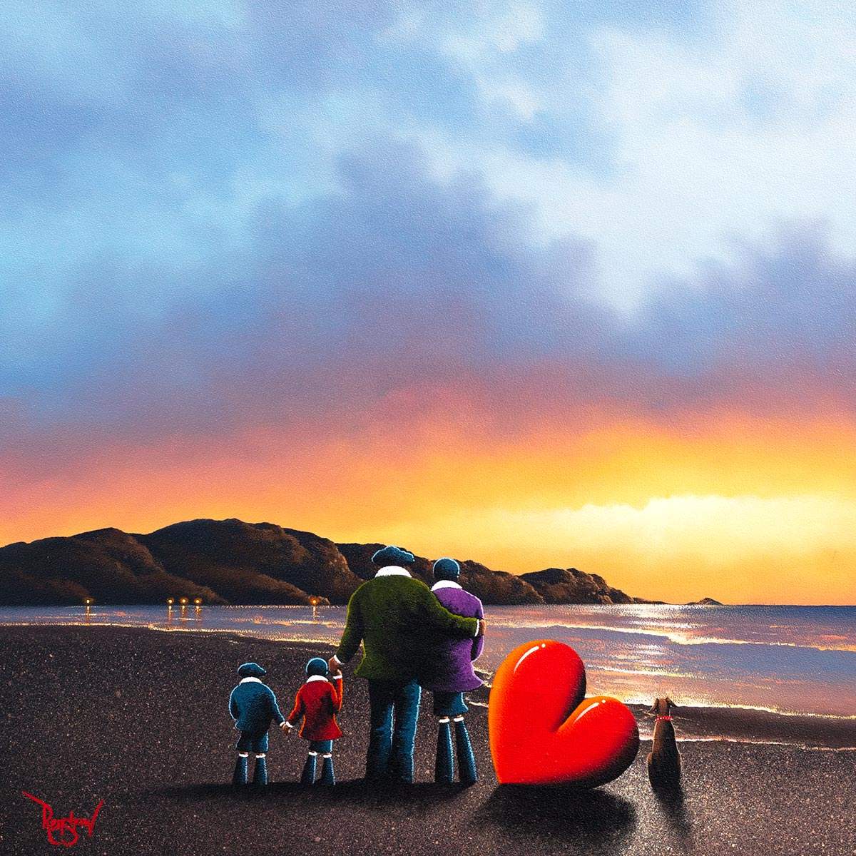 Sunset at the Beach - Original - SOLD by artist David Renshaw - Wyecliffe Galleries