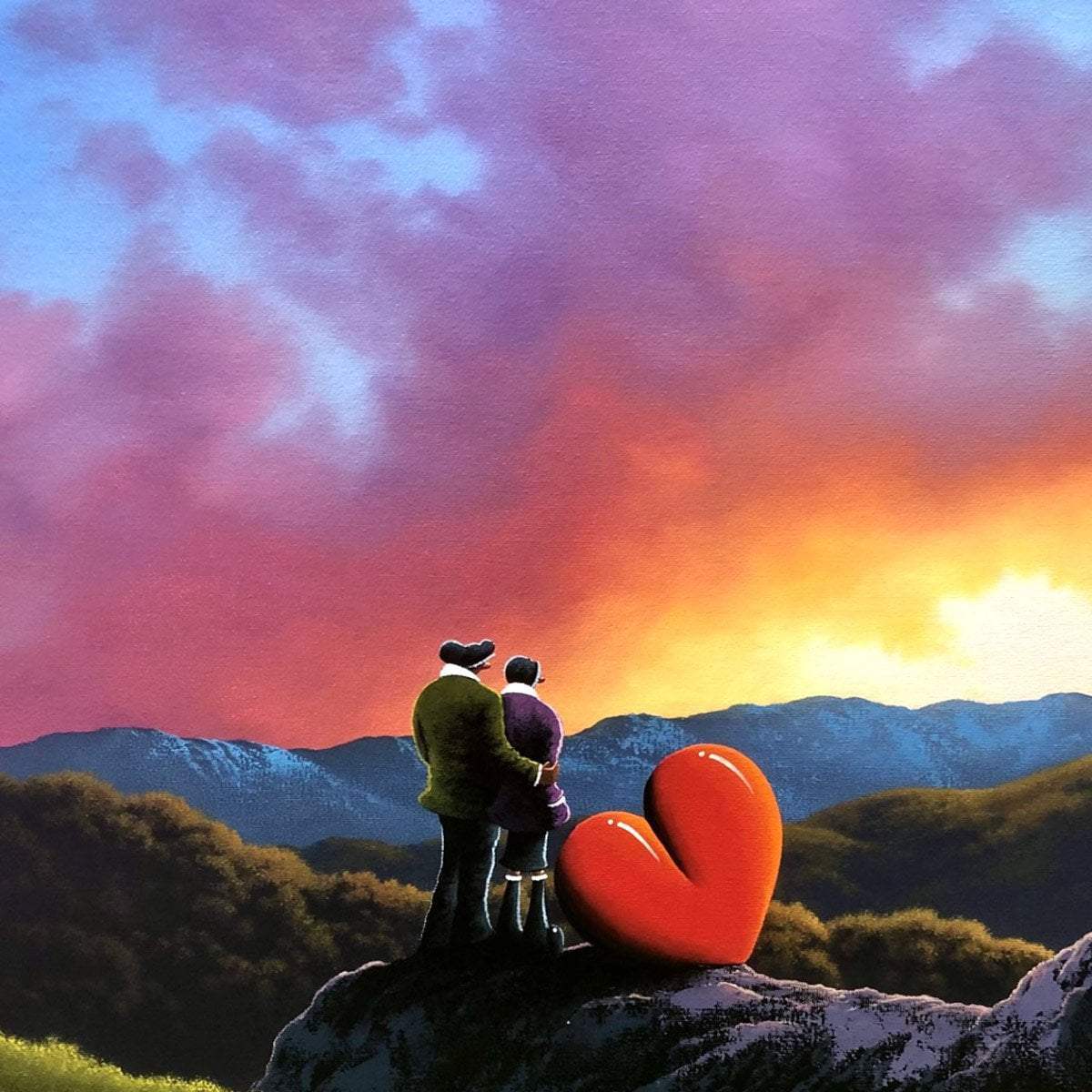 Sunset Over the Mountains - Original - SOLD by artist David Renshaw - Wyecliffe Galleries