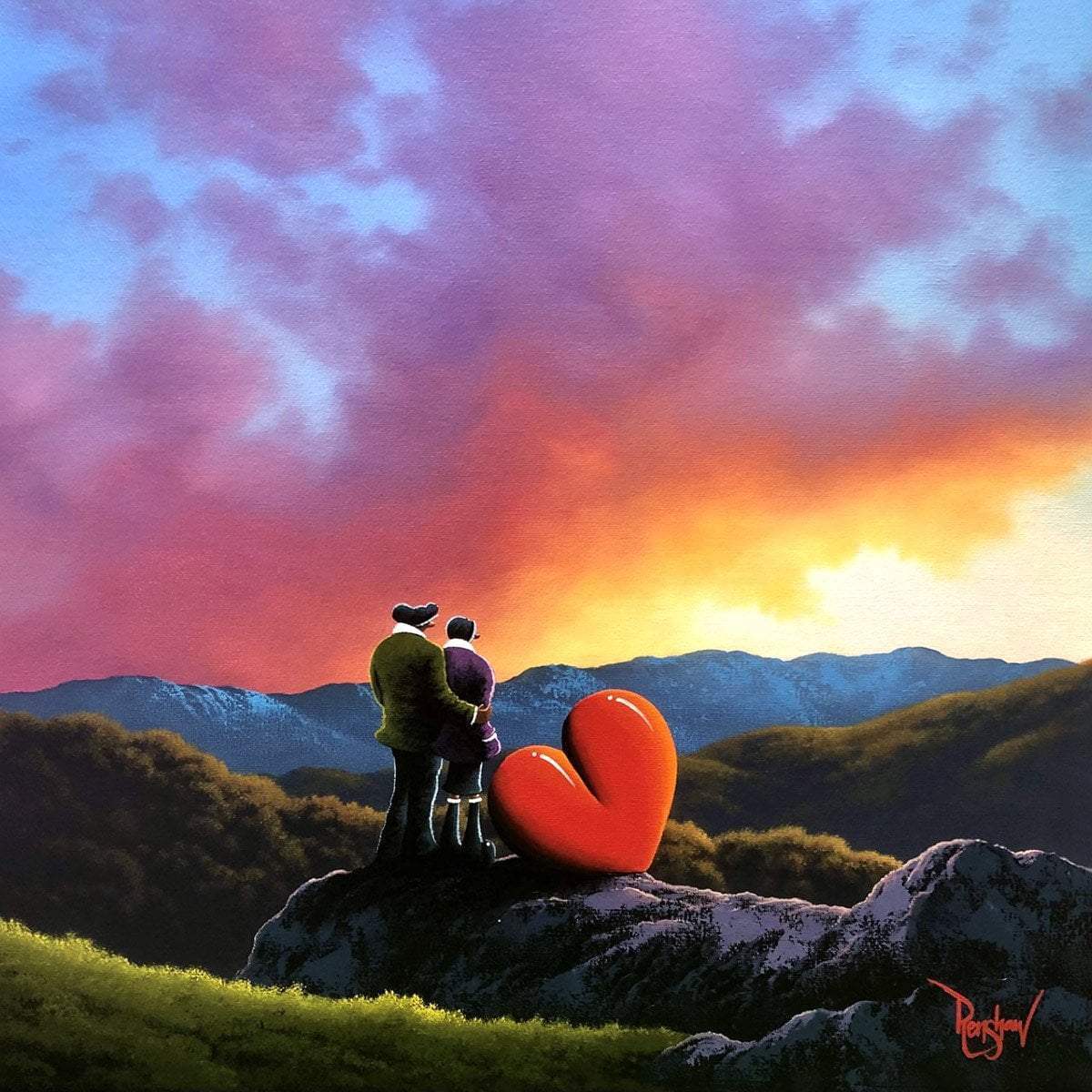 Sunset Over the Mountains - Original - SOLD by artist David Renshaw - Wyecliffe Galleries