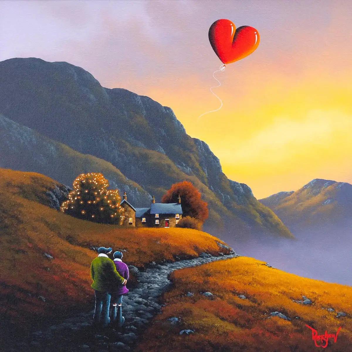 Sunset Valley - Original - SOLD by artist David Renshaw - Wyecliffe Galleries