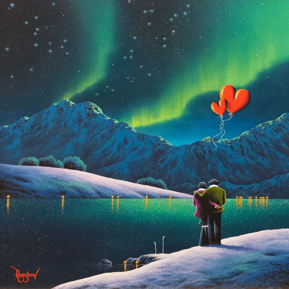 Under The Aurora Borealis - Original SOLD by artist David Renshaw - Wyecliffe Galleries