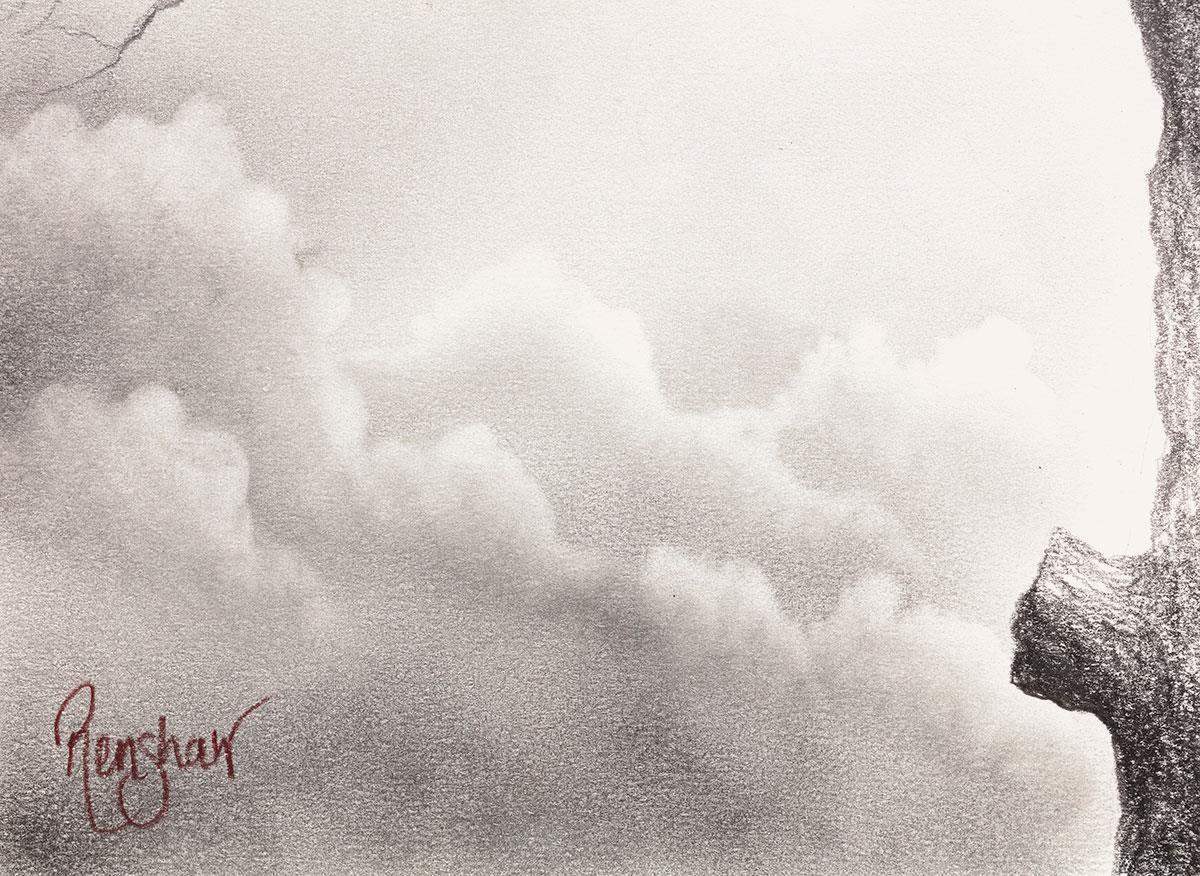 Up In The Clouds - Sketch - SOLD by artist David Renshaw - Wyecliffe Galleries