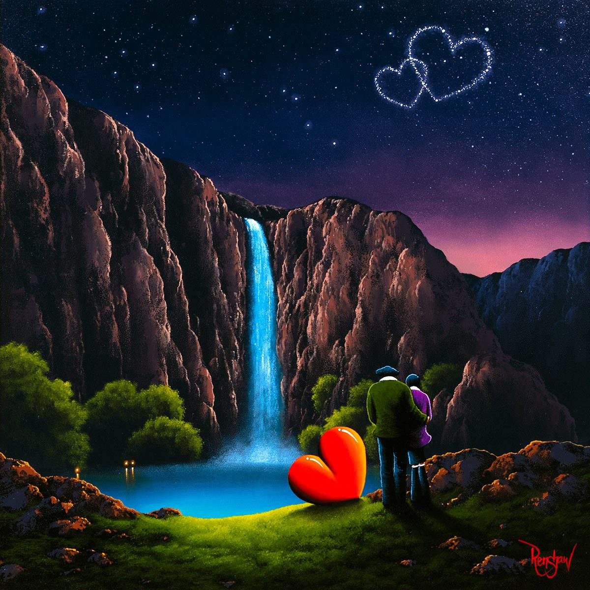 Waterfall Romance - Original - SOLD by artist David Renshaw - Wyecliffe Galleries