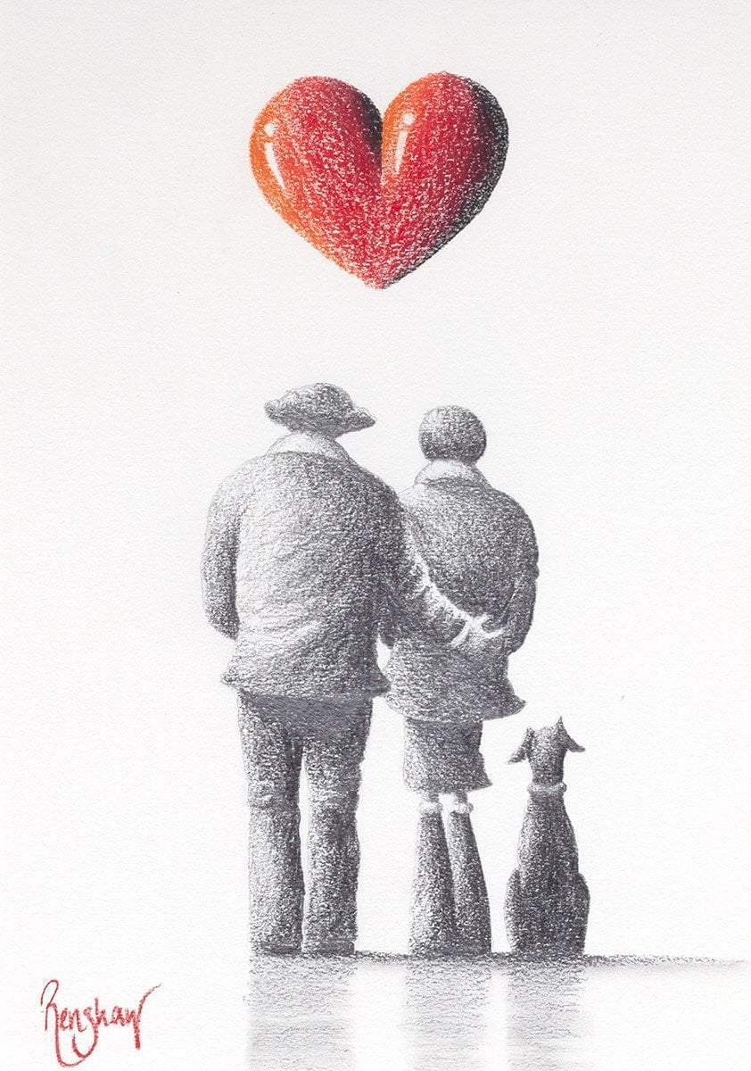 You, Me and Bernard - Original Sketch - SOLD by artist David Renshaw - Wyecliffe Galleries