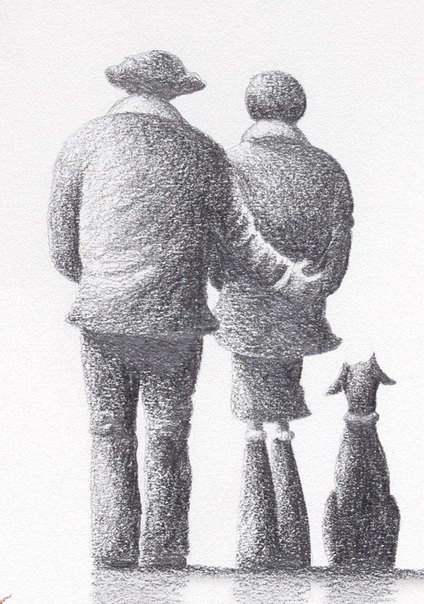 You, Me and Bernard - Original Sketch - SOLD by artist David Renshaw - Wyecliffe Galleries