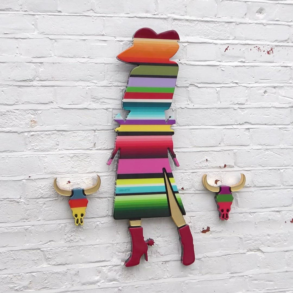 Outlaw Three Part Miniature Wall Sculpture - Rainbow Striped