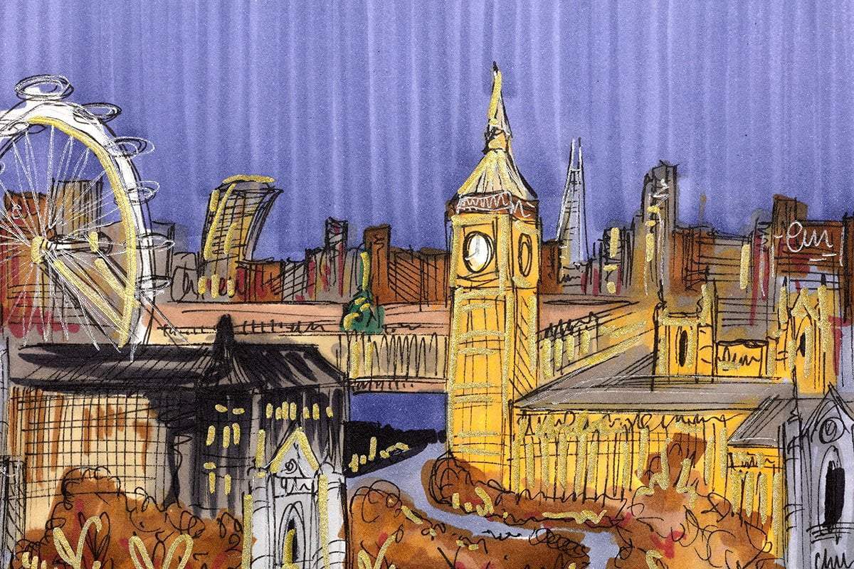 A Rooftop View - Original - SOLD by artist Edward Waite - Wyecliffe Galleries