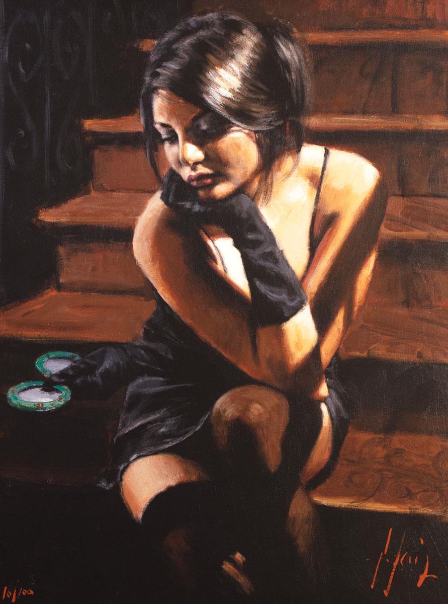 Saba On The Stairs Yellow Touch Fabian Perez Framed