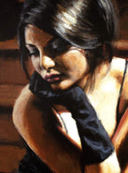 Saba On The Stairs Yellow Touch - Edition - SOLD OUT by artist Fabian Perez - Wyecliffe Galleries