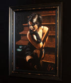 Saba On The Stairs Yellow Touch - Edition - SOLD OUT by artist Fabian Perez - Wyecliffe Galleries
