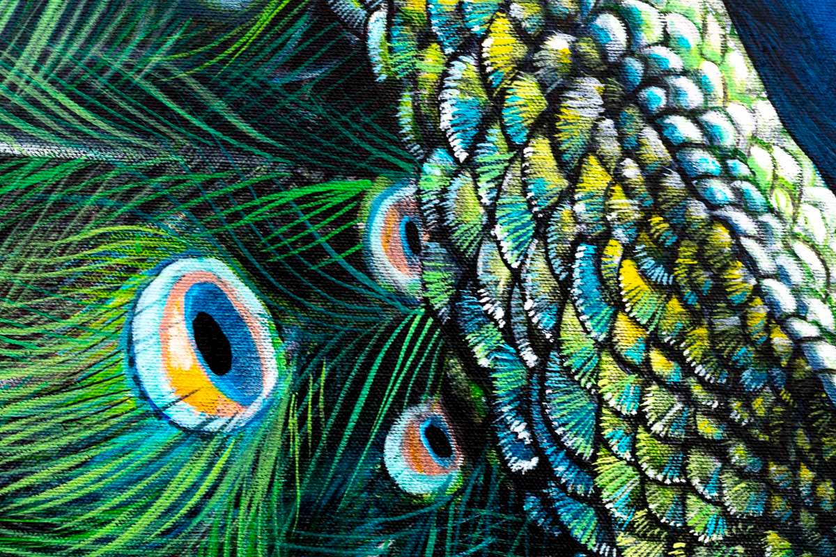 Peacock Teion - Original by artist Faye Nasser-Joley - Wyecliffe Galleries