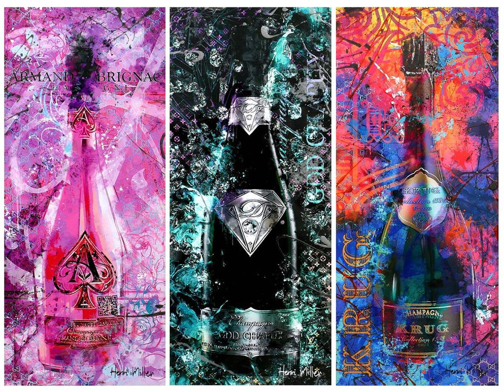 'J'aime Le Champagne' - Edition SET by artist Henri Miller - Wyecliffe Galleries