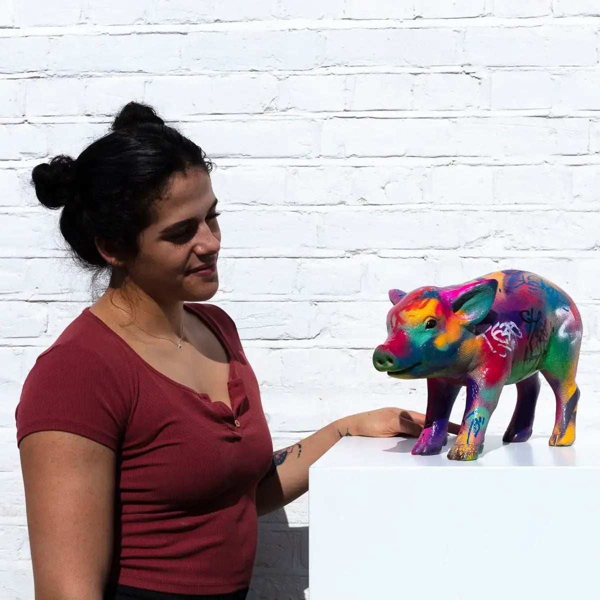 Small Piglet - Original Sculpture - SOLD by artist Jeremy Olsen - Wyecliffe Galleries