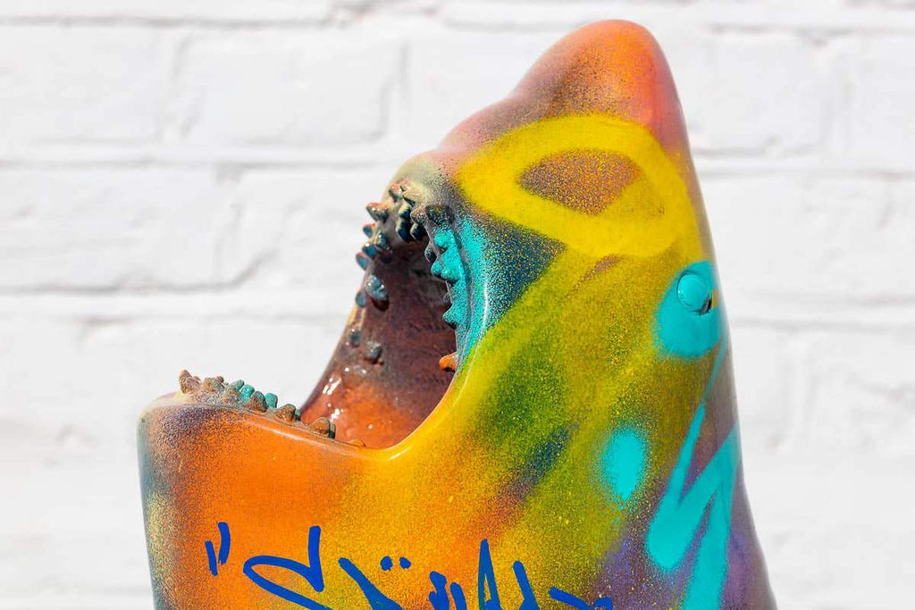 Small Shark Head I - Original Sculpture -SOLD by artist Jeremy Olsen - Wyecliffe Galleries