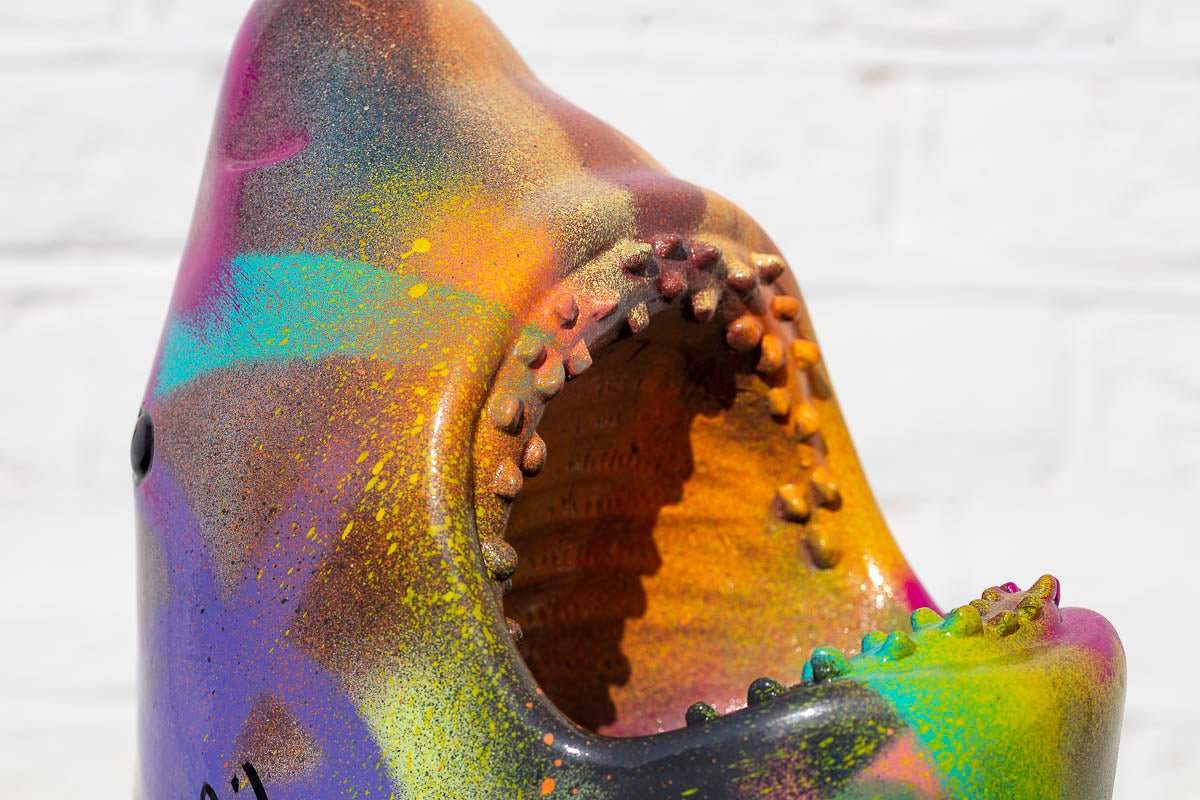 Small Shark Head III - Original Sculpture - SOLD by artist Jeremy Olsen - Wyecliffe Galleries