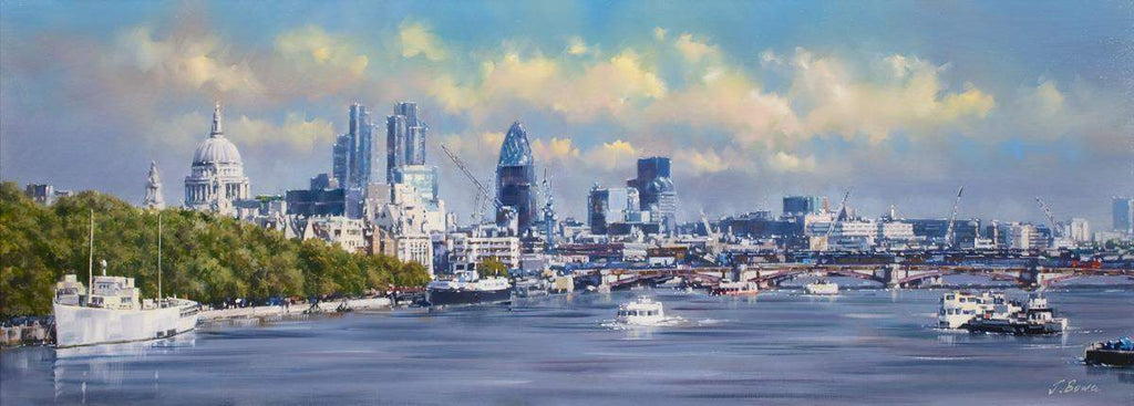 By The Thames - Original - SOLD by artist Joe Bowen - Wyecliffe Galleries