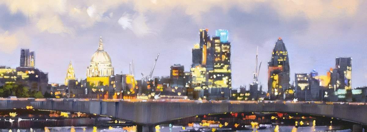 London Skyline - Original SOLD by artist Joe Bowen - Wyecliffe Galleries