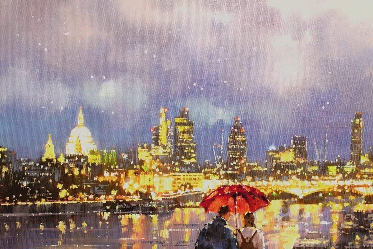 Moonlit Walk - Original - SOLD by artist Joe Bowen - Wyecliffe Galleries
