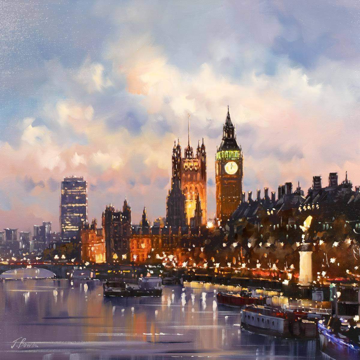 Parliament View - Original - SOLD by artist Joe Bowen - Wyecliffe Galleries