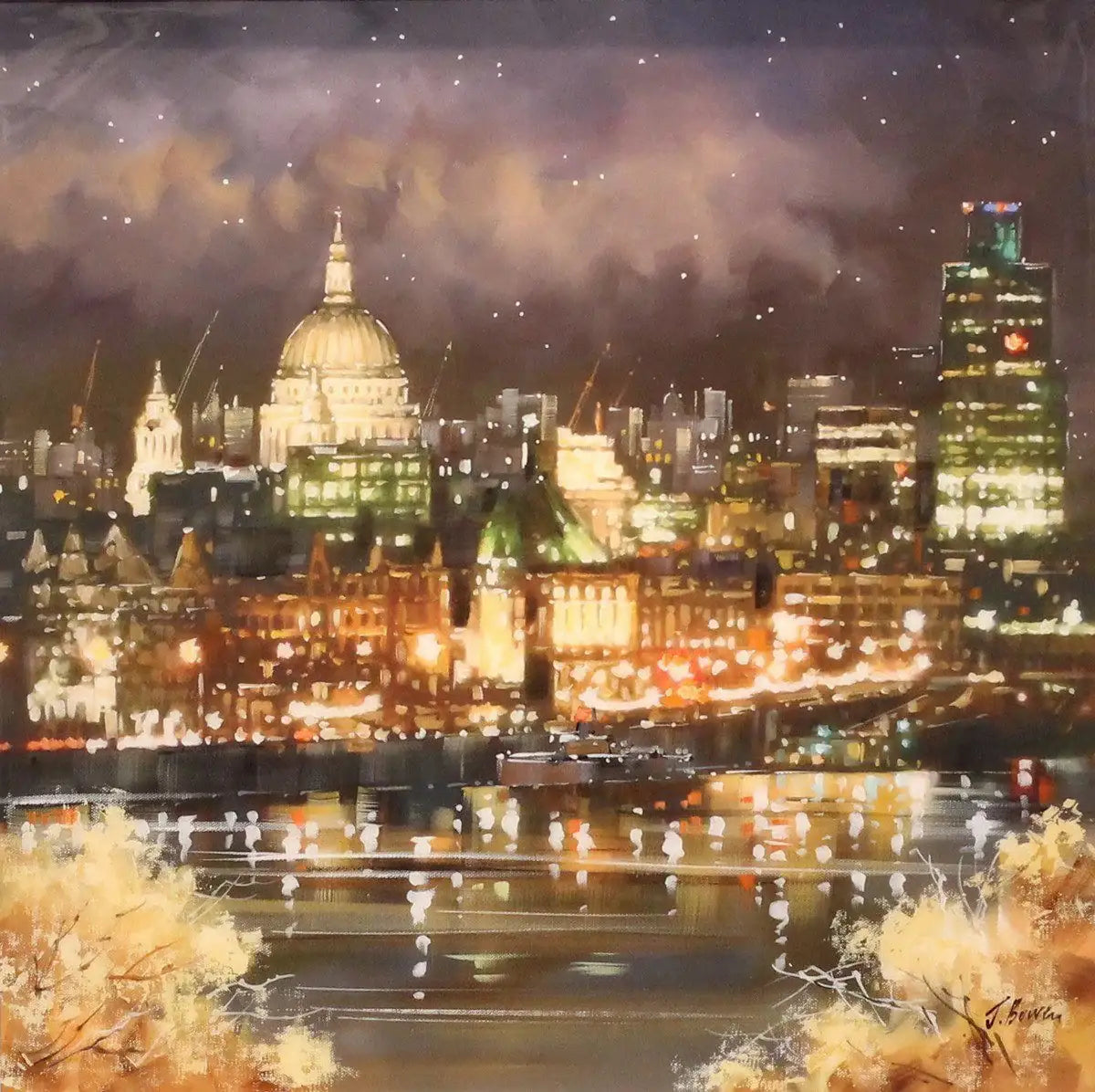 Starry Night at St Pauls - SOLD by artist Joe Bowen - Wyecliffe Galleries