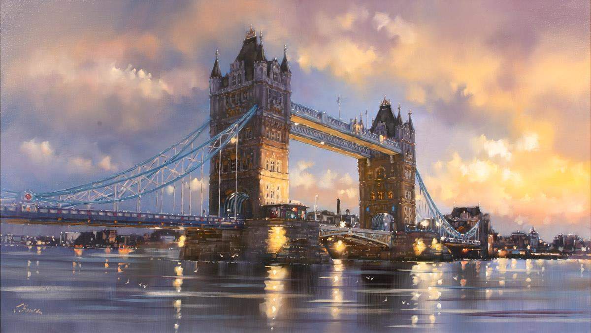 Tower Bridge - Original - SOLD by artist Joe Bowen - Wyecliffe Galleries
