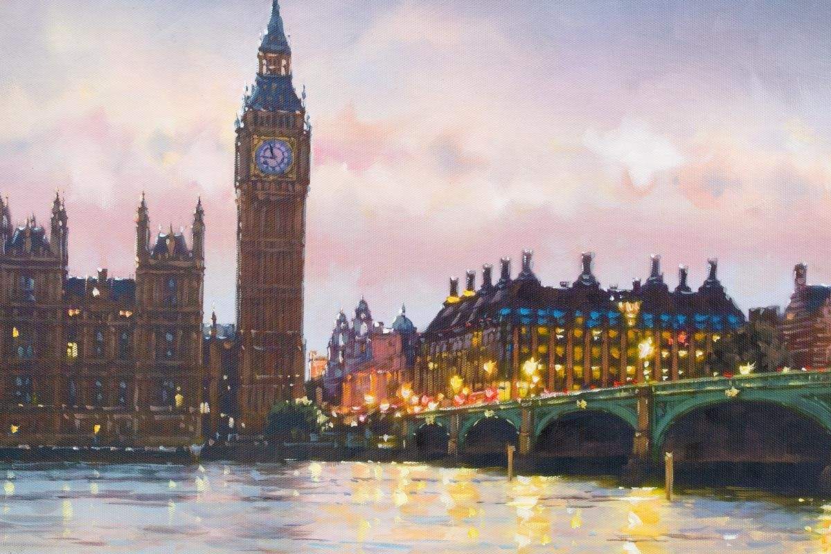 Twilight on the Thames - Original - SOLD by artist Joe Bowen - Wyecliffe Galleries
