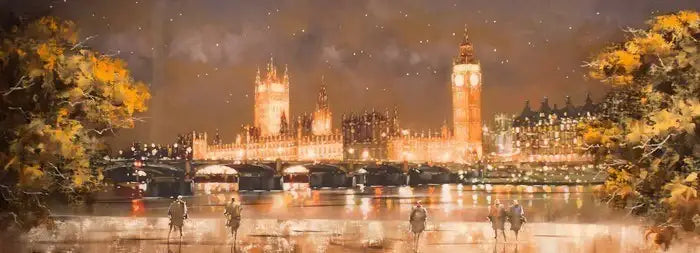 Westminster by Night - SOLD by artist Joe Bowen - Wyecliffe Galleries
