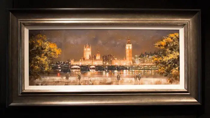 Westminster by Night - SOLD by artist Joe Bowen - Wyecliffe Galleries