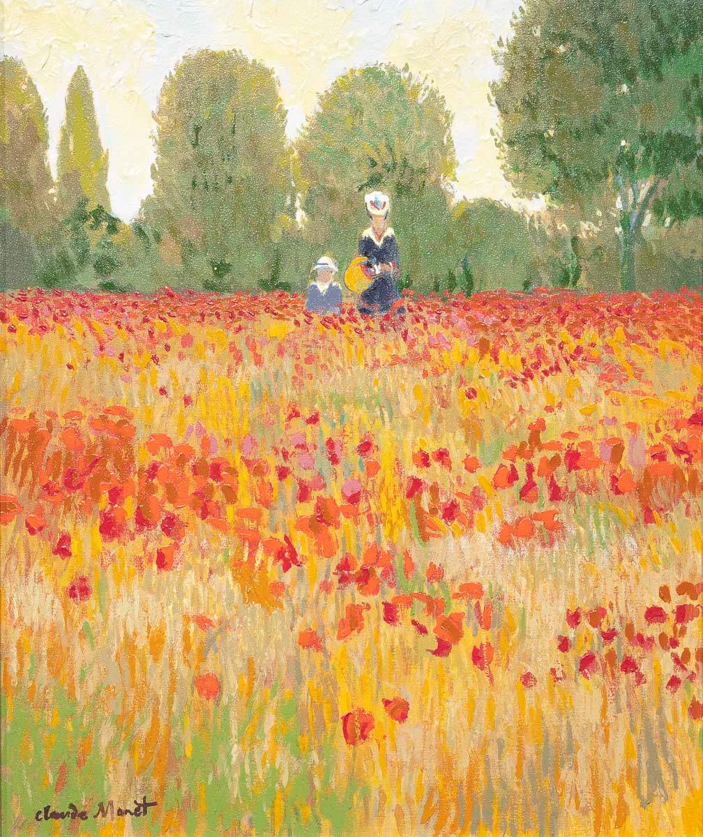 Camille and Jean Monet in a Poppyfield, 1873 - Edition - RARE - SOLD by artist John Myatt - Wyecliffe Galleries