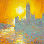 Study for Houses of Parliament at Sunset - Edition - RARE - SOLD by artist John Myatt - Wyecliffe Galleries