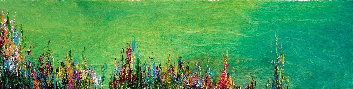 Iris on Green - Original - SOLD by artist Kate Taylor - Wyecliffe Galleries