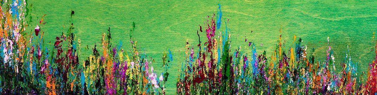 Iris on Green - Original - SOLD by artist Kate Taylor - Wyecliffe Galleries