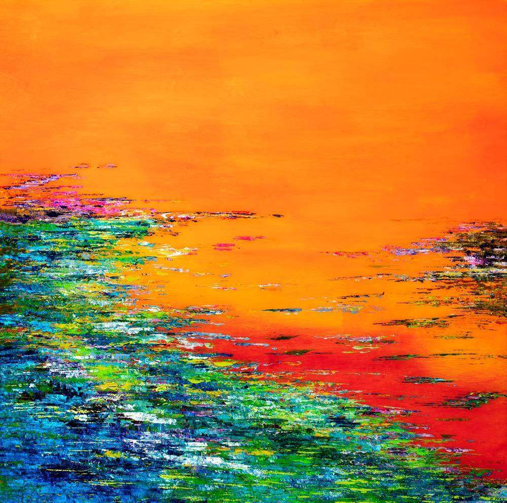 The Sun Sets Under The Water - Original by artist Kate Taylor - Wyecliffe Galleries
