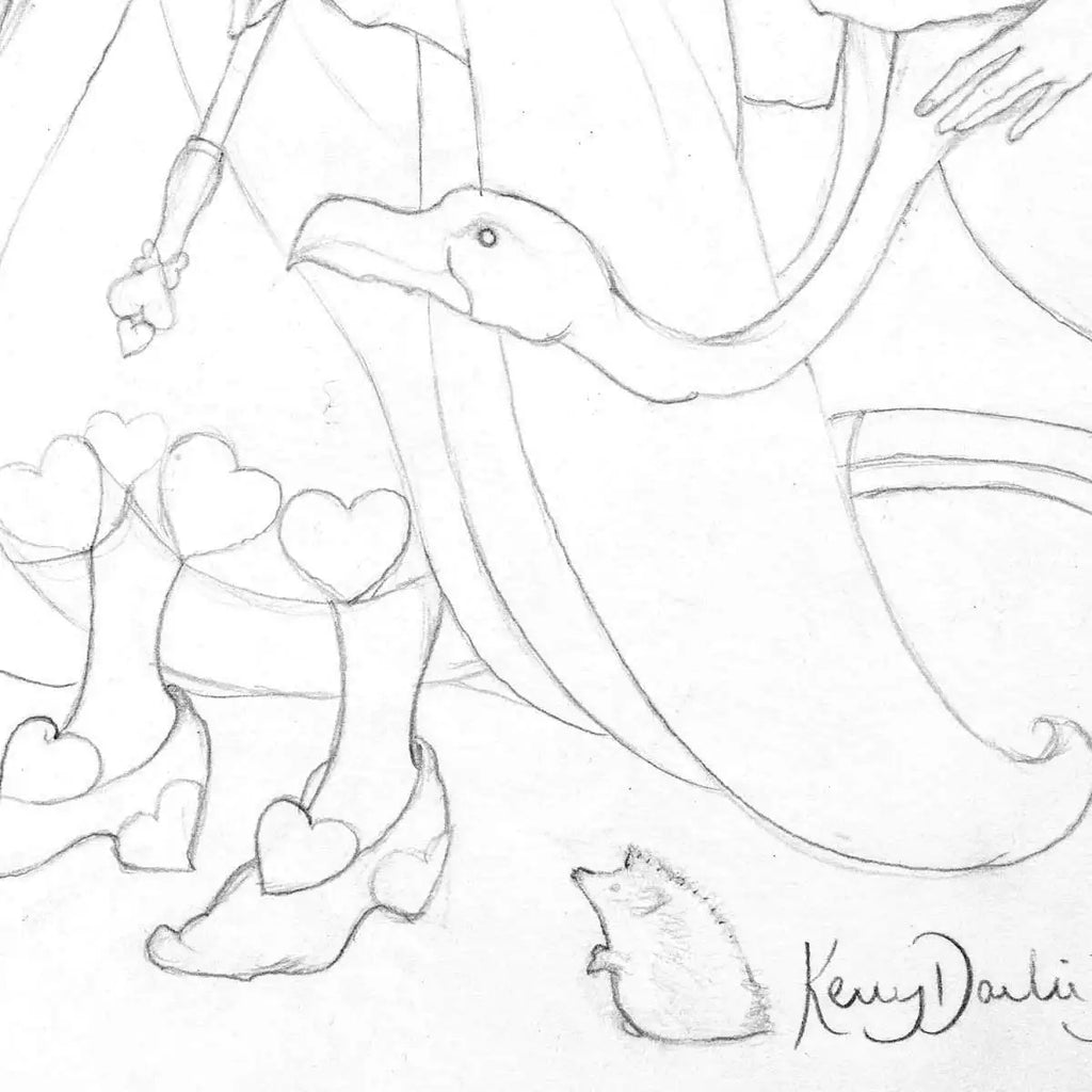 Alice in the Rose Garden - Sketch - SOLD by artist Kerry Darlington - Wyecliffe Galleries