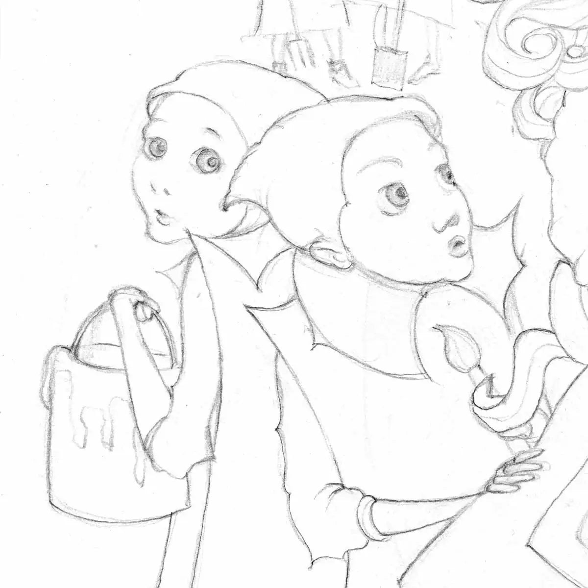 Alice in the Rose Garden - Sketch - SOLD by artist Kerry Darlington - Wyecliffe Galleries