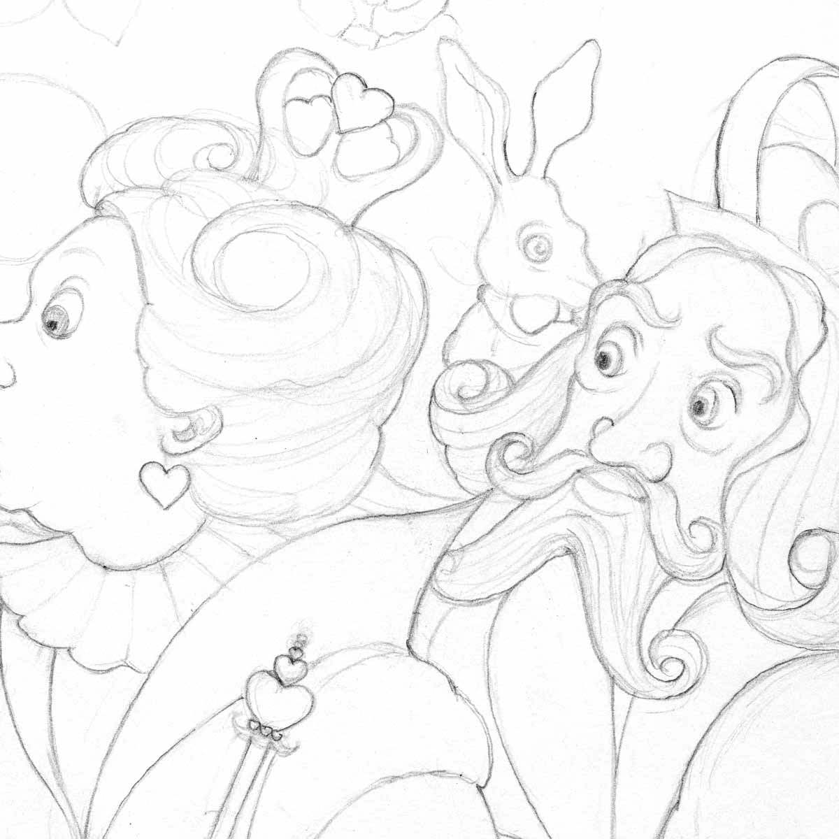 Alice in the Rose Garden - Sketch - SOLD by artist Kerry Darlington - Wyecliffe Galleries