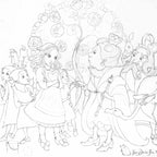 Alice in the Rose Garden - Sketch - SOLD by artist Kerry Darlington - Wyecliffe Galleries
